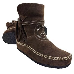 Vintage Sherpa Lined Suede Moccasin Winter Boots Women’s Size 6.5/7